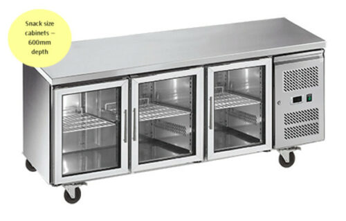 Exquisite Snack Size Under Bench, Bench Chiller with Three Glass Doors (1.8m)