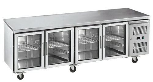 Exquisite Snack Size Under Bench, Bench Chiller with Four Glass Doors (2.2m)
